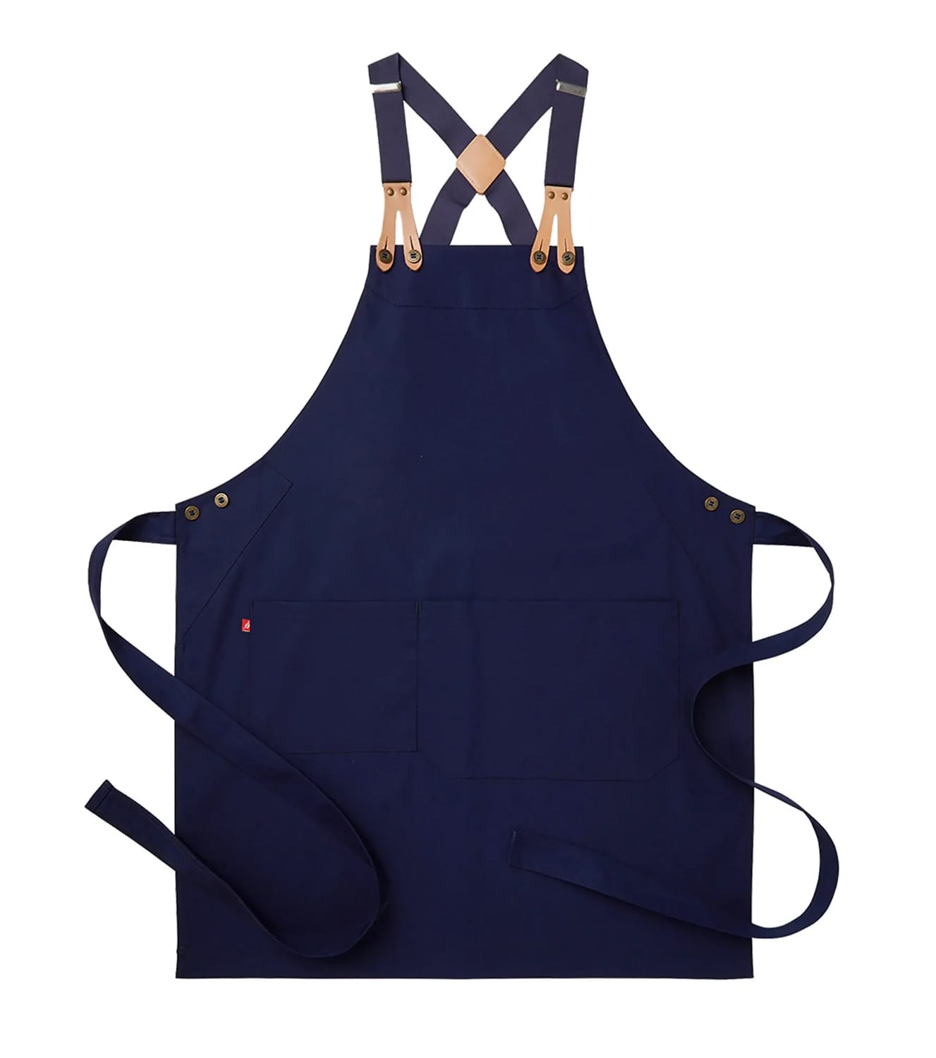 Donkerblauw schort voor een bretel in stevige stof