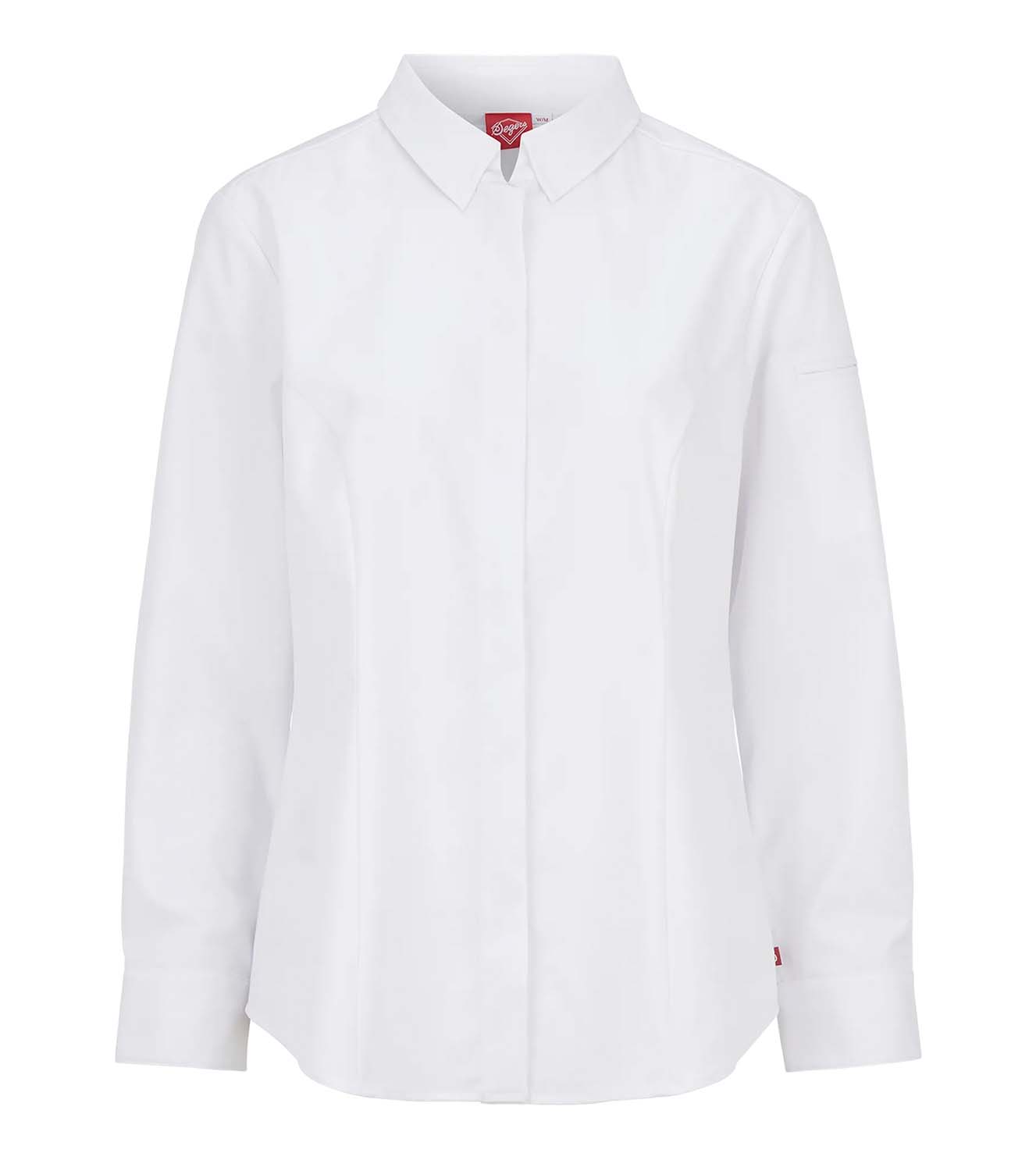 1112 Kokshemd stretch dames in lange mouw - wit – Segers