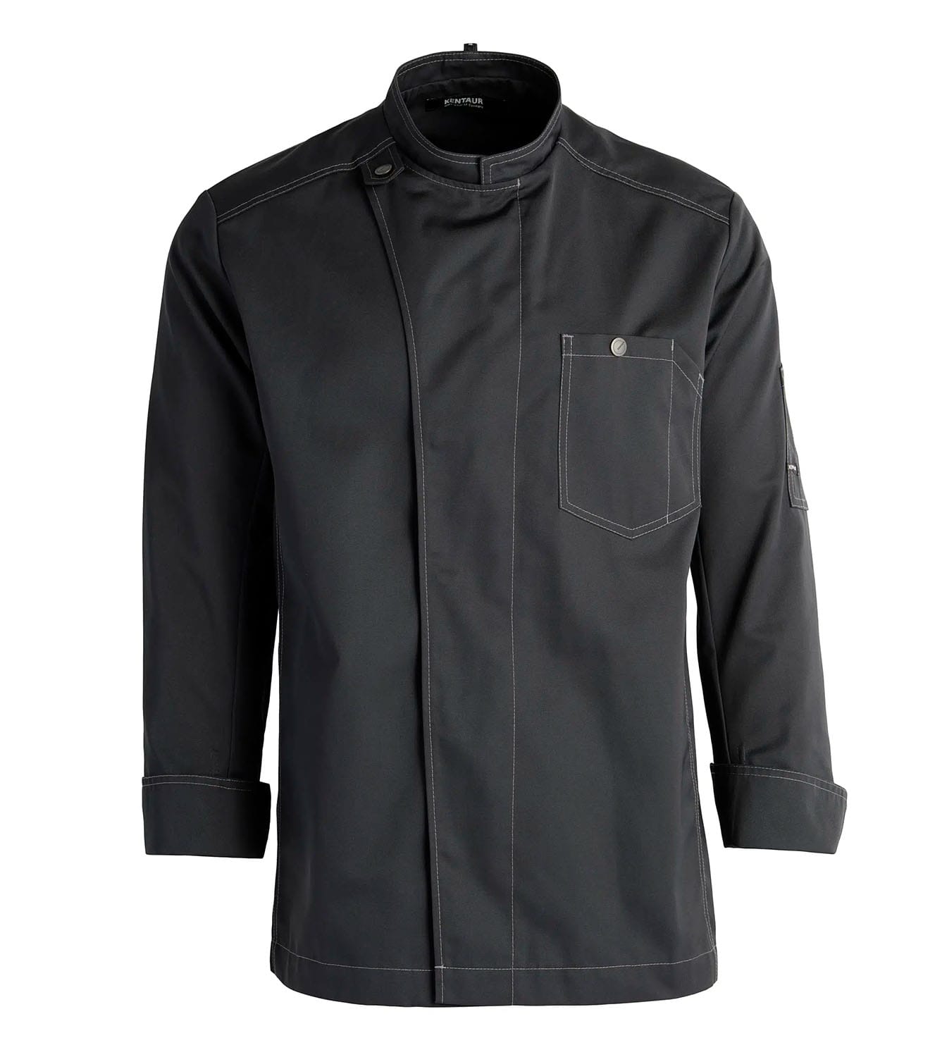 23570 Kentaur Stoere Unisex Chef / Service Jacket.Kleur: zwart/grijs.